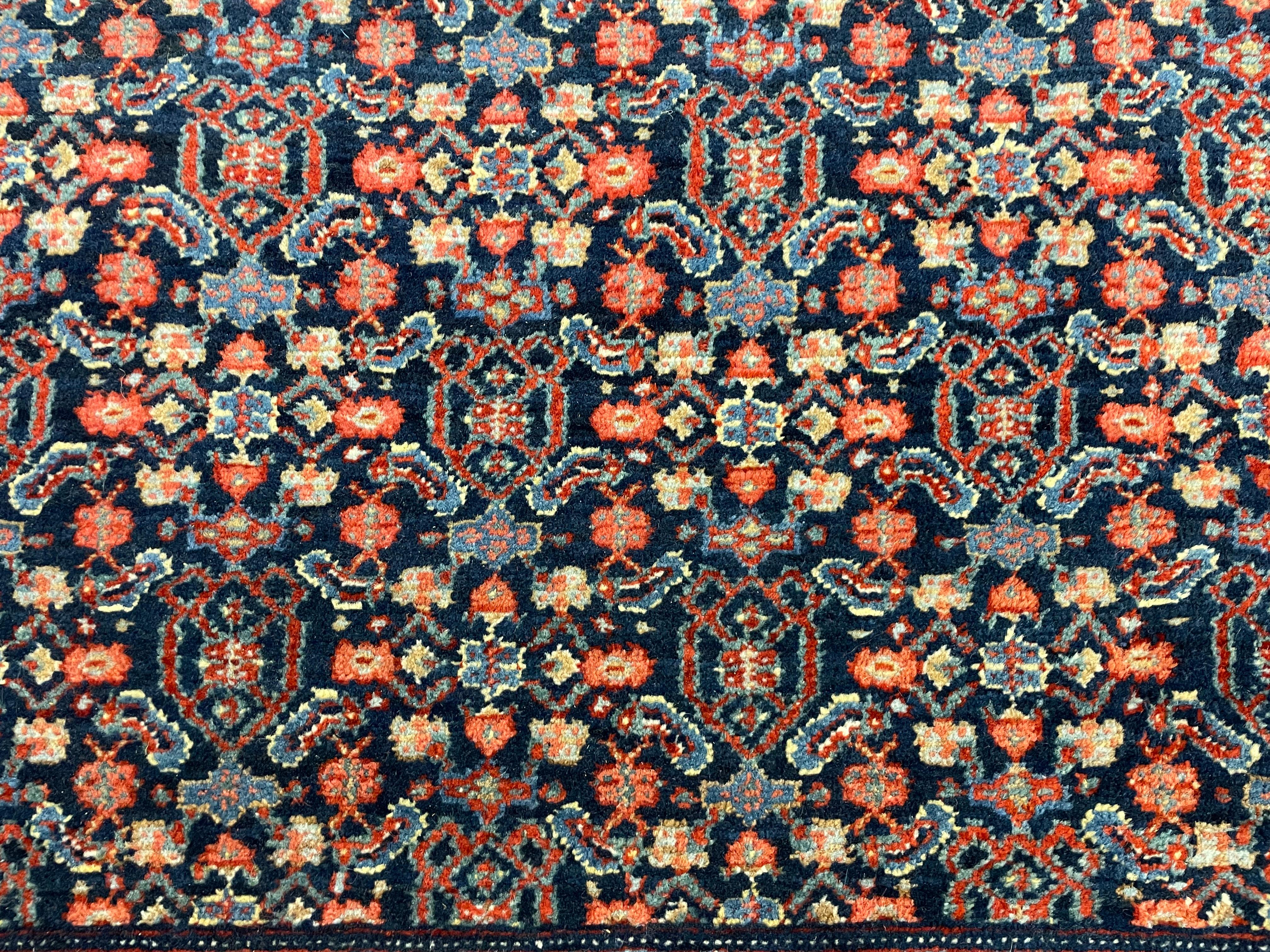 Large Vintage Bidjar Oriental Carpet Handwoven Deep Red Wool Living Room Rug For Sale 8