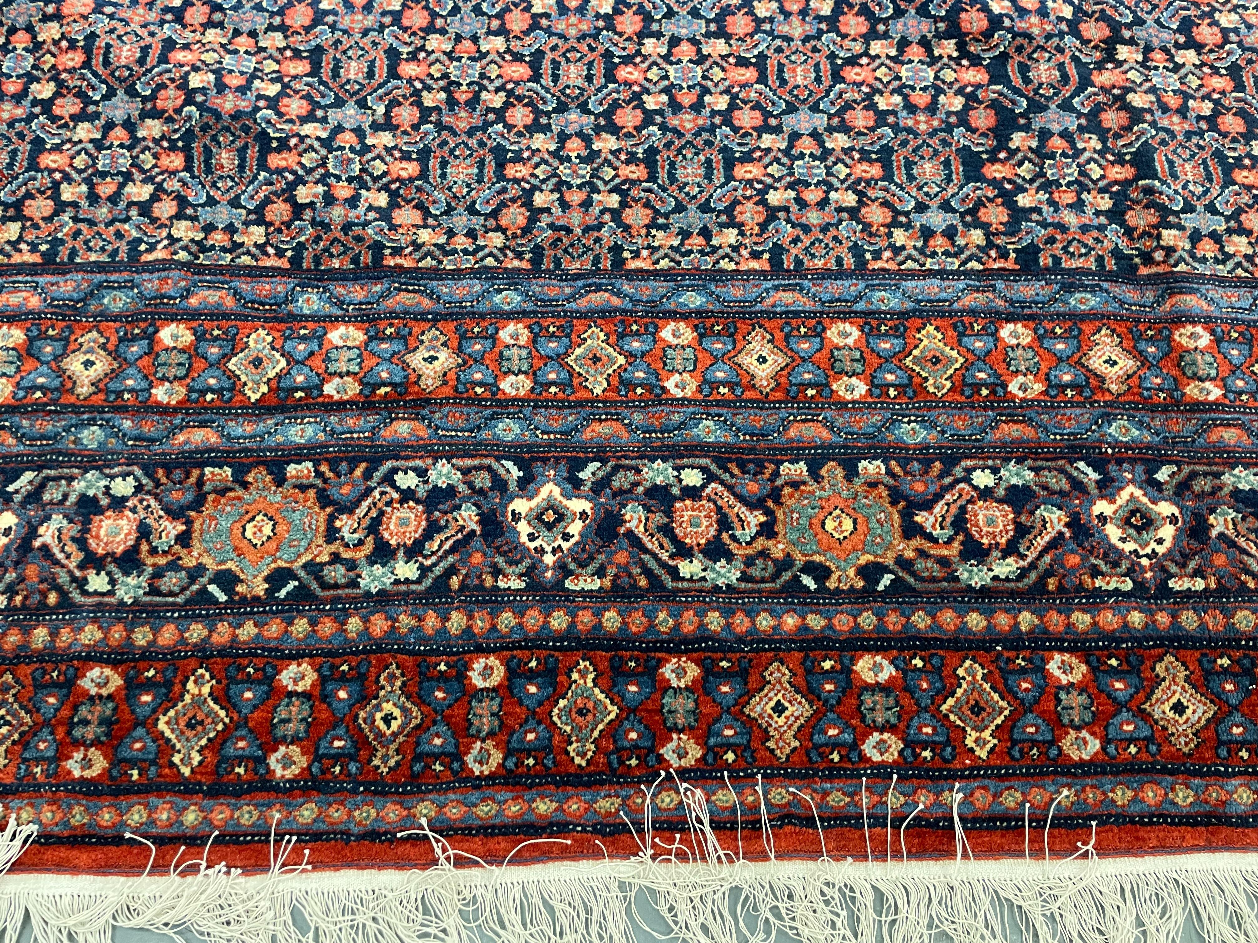 Large Vintage Bidjar Oriental Carpet Handwoven Deep Red Wool Living Room Rug For Sale 9