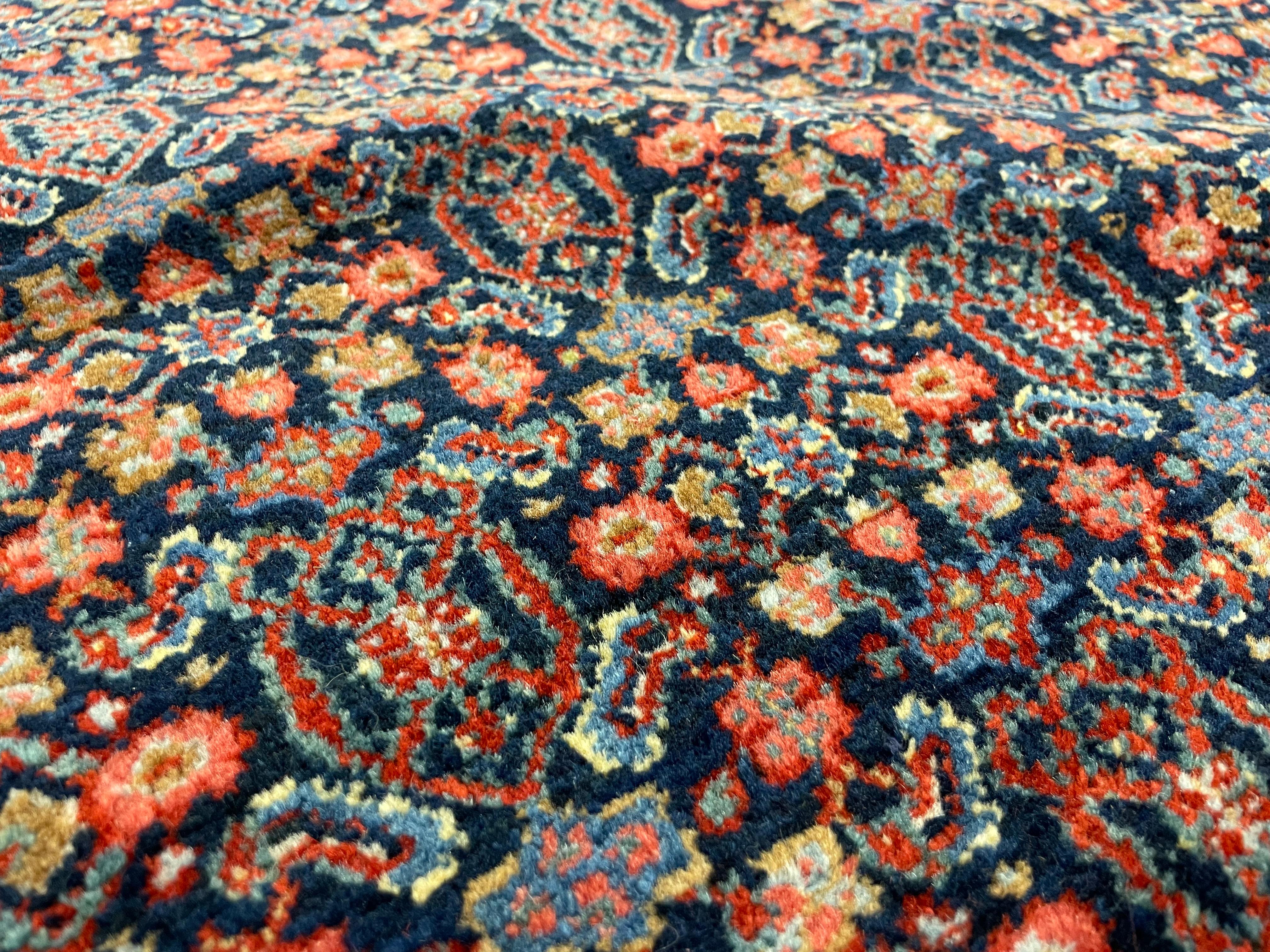 Large Vintage Bidjar Oriental Carpet Handwoven Deep Red Wool Living Room Rug For Sale 11