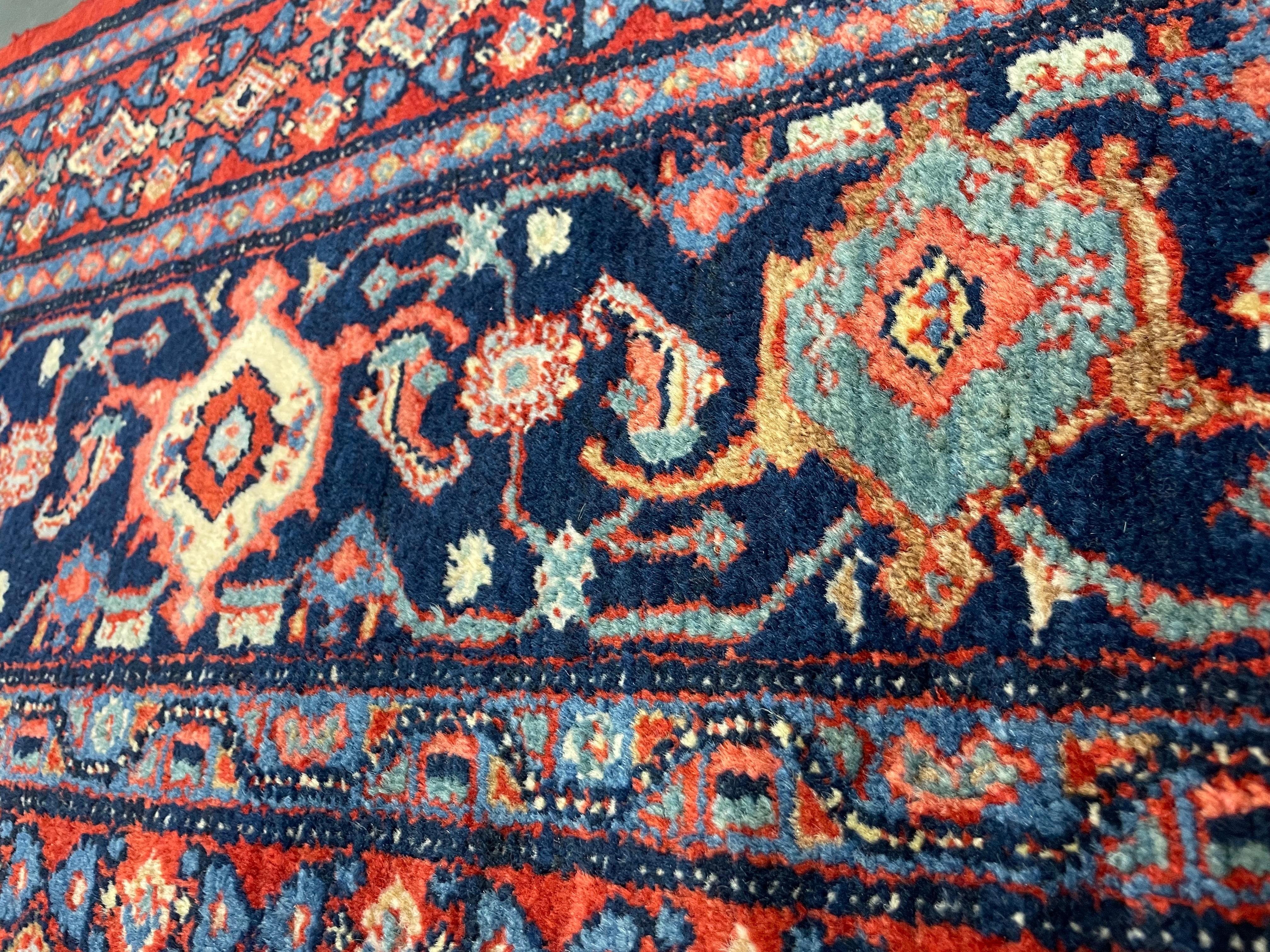 Large Vintage Bidjar Oriental Carpet Handwoven Deep Red Wool Living Room Rug For Sale 13