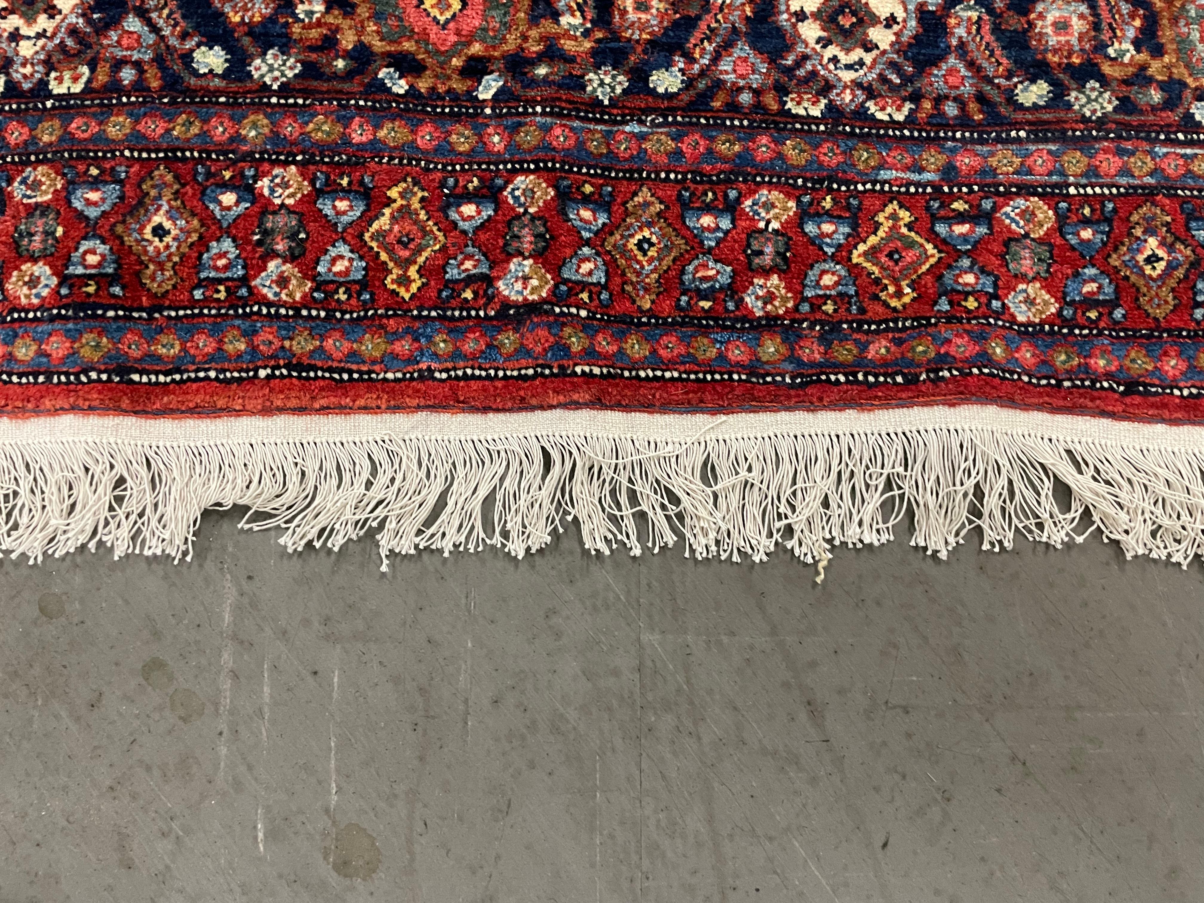 Persian Large Vintage Bidjar Oriental Carpet Handwoven Deep Red Wool Living Room Rug For Sale