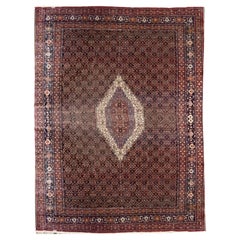Großer handgewebter Vintage Bidjar Orientalischer Teppich aus tiefroter Wolle, Wohnzimmerteppich