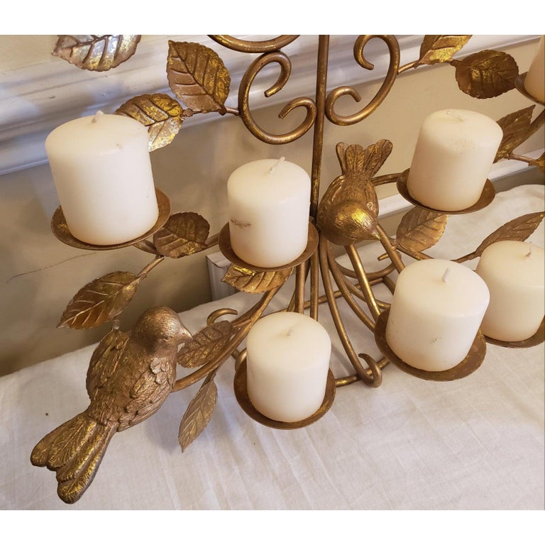 Large Vintage Bird Free Standing Holds 10 Candles Candelabra Wall
