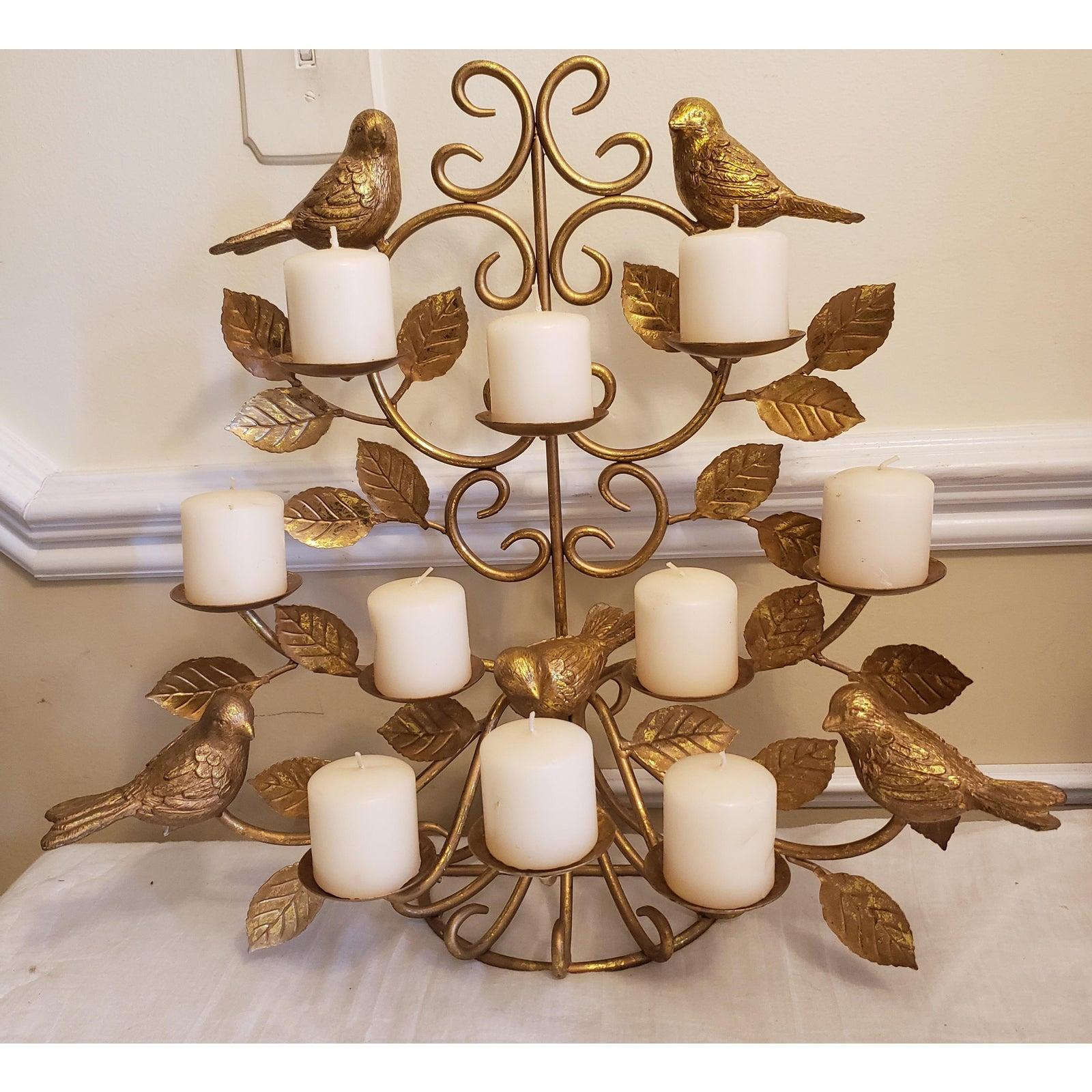 Mid-Century Modern Large Vintage Bird Free Standing Holds 10 Candles Candelabra Wall Candleholder