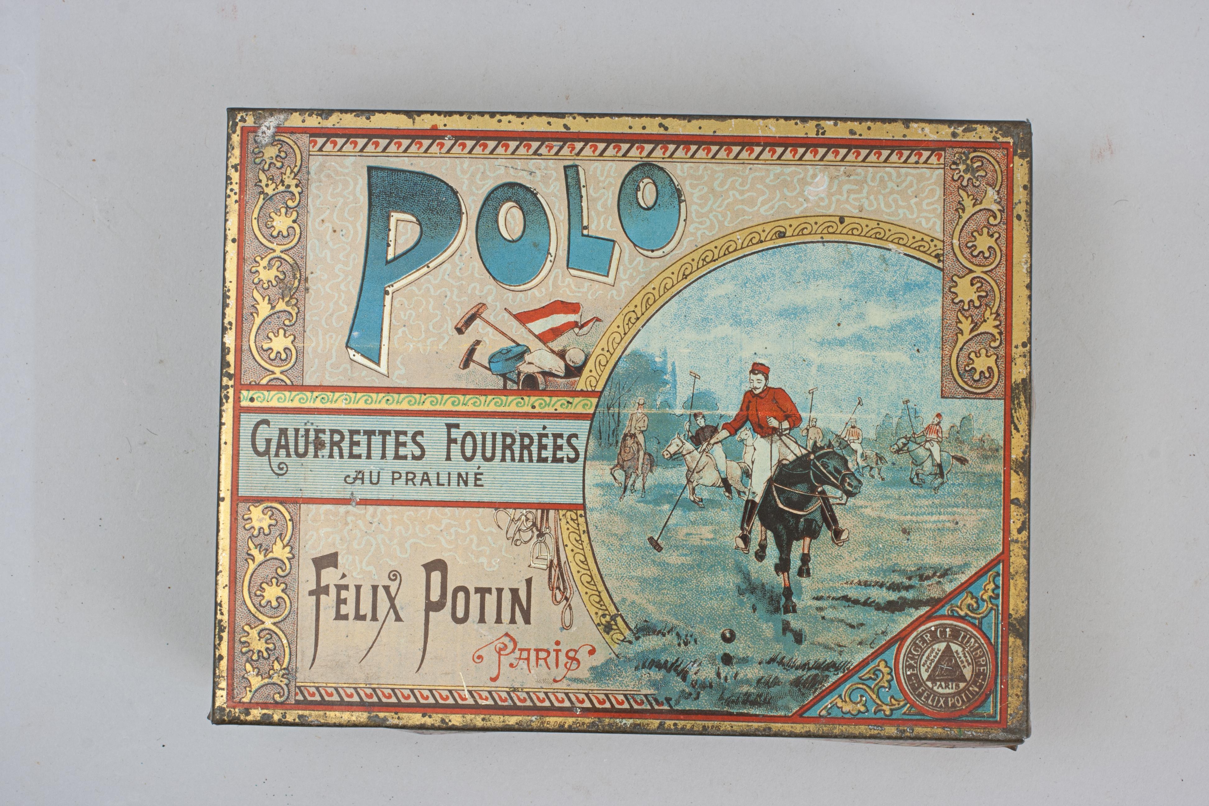 Sporting Art Large Vintage Biscuit Tin With Polo Scene For Sale