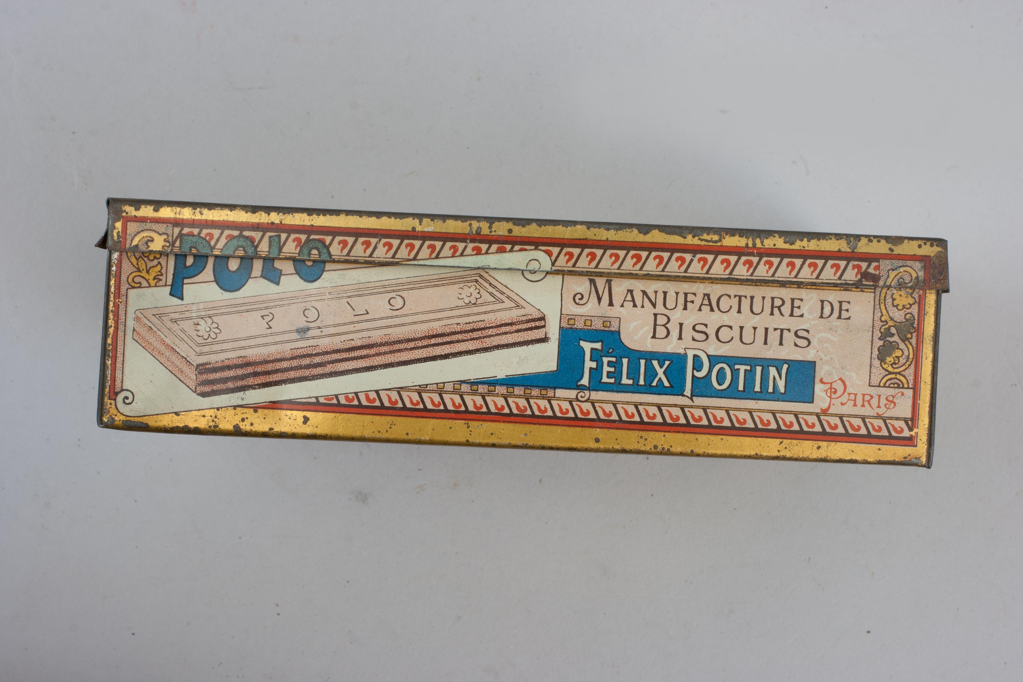 20th Century Large Vintage Biscuit Tin With Polo Scene For Sale