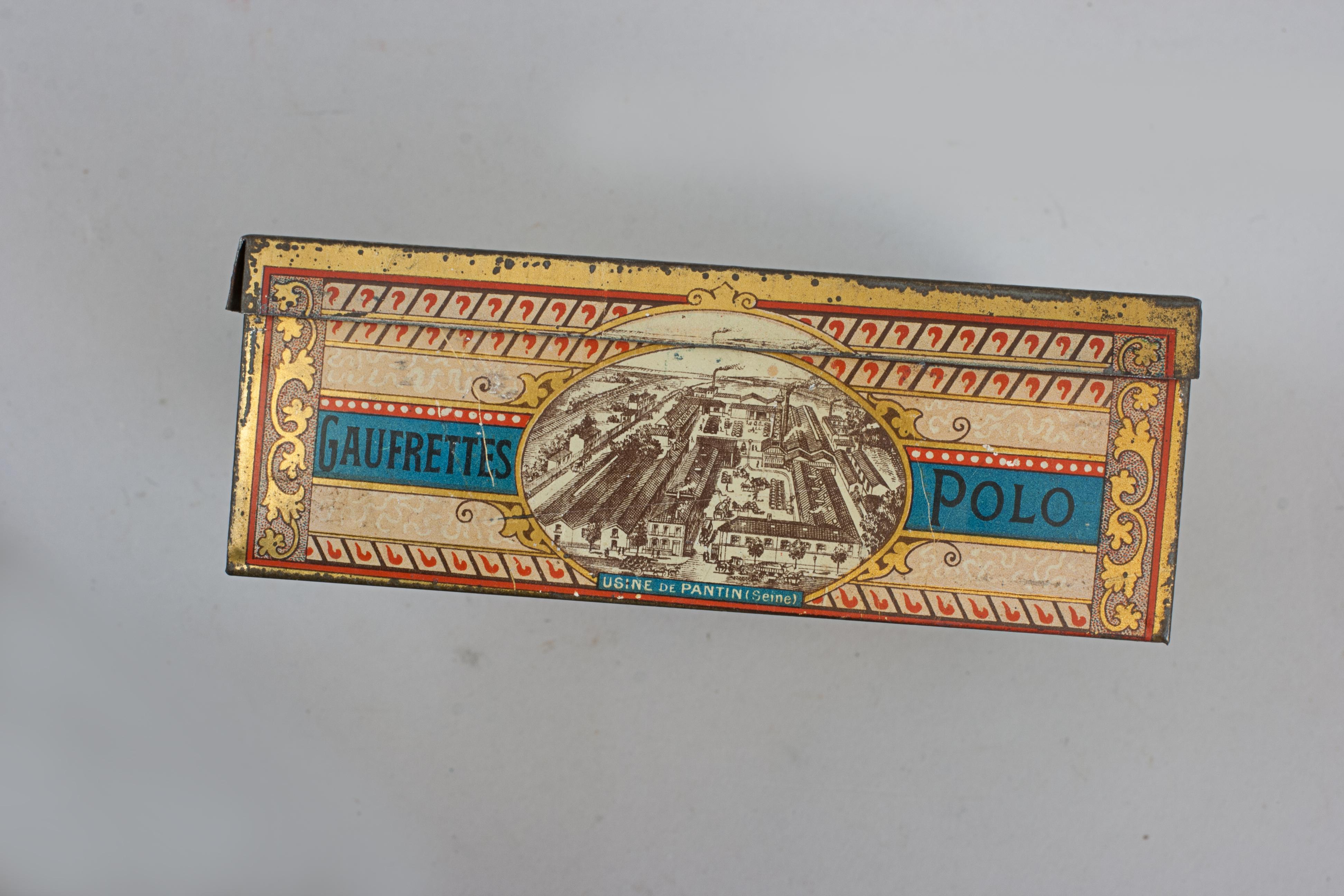 Large Vintage Biscuit Tin With Polo Scene For Sale 1
