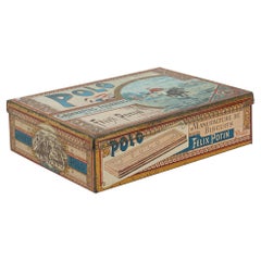 Large Vintage Biscuit Tin With Polo Scene