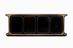 Large Vintage Black Lacquer and Brass Sideboard by Mastercraft
