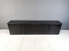 Large vintage black lacquer italian sideboard, 1970s