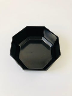 Large Vintage Black Octagon Salad Bowl by Arcoroc France