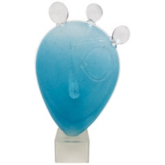 Large Vintage Blown Art Glass Abstract Face Sculpture