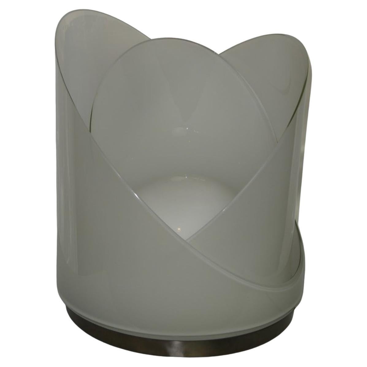 Large Vintage White Glass Lamp Model LT300 by Carlo Nason for Mazzega