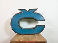 Large Vintage Blue Advertising Letter Č , 1960s