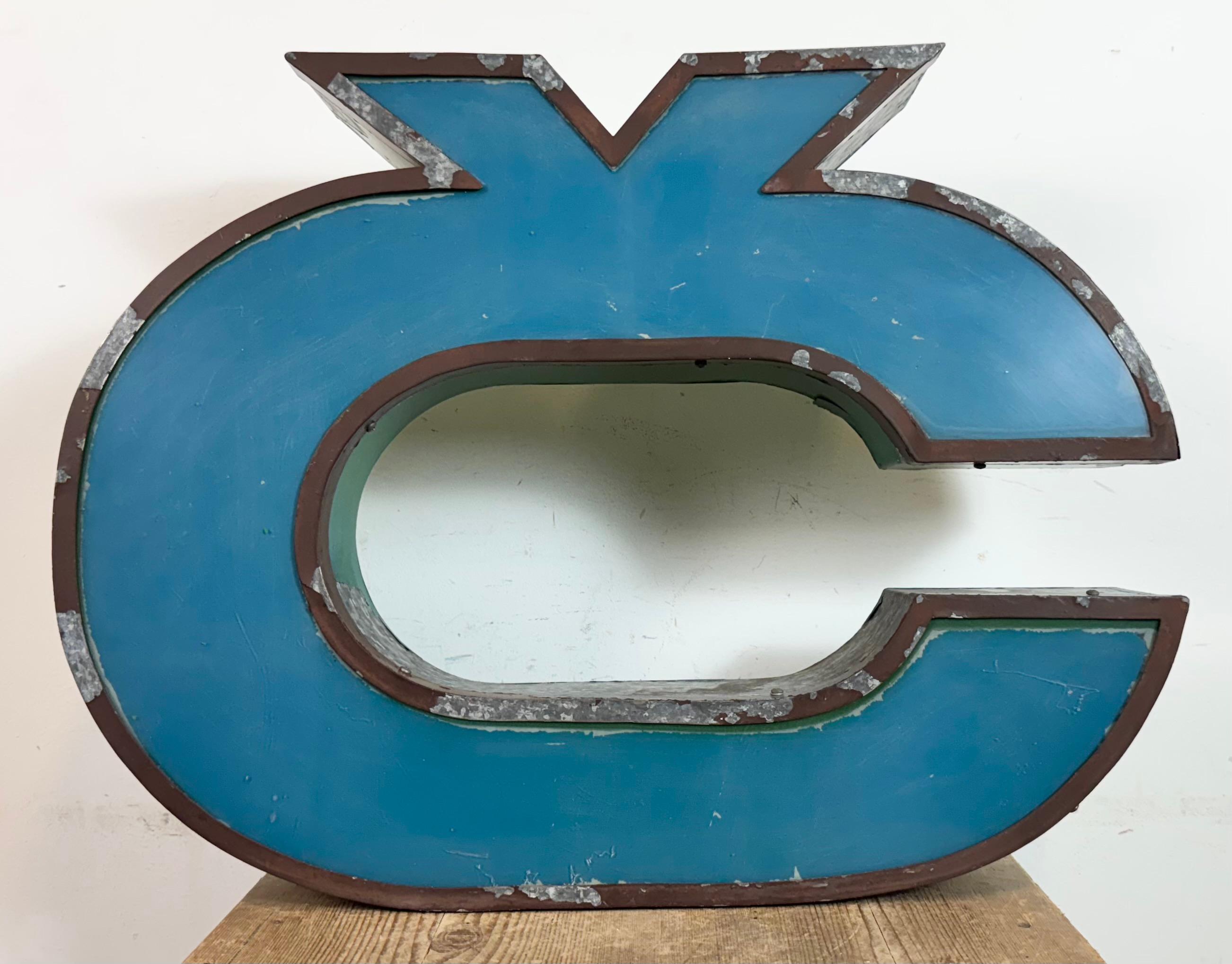 Industriel Grande lettre publicitaire bleue Vintage Č , 1960s en vente