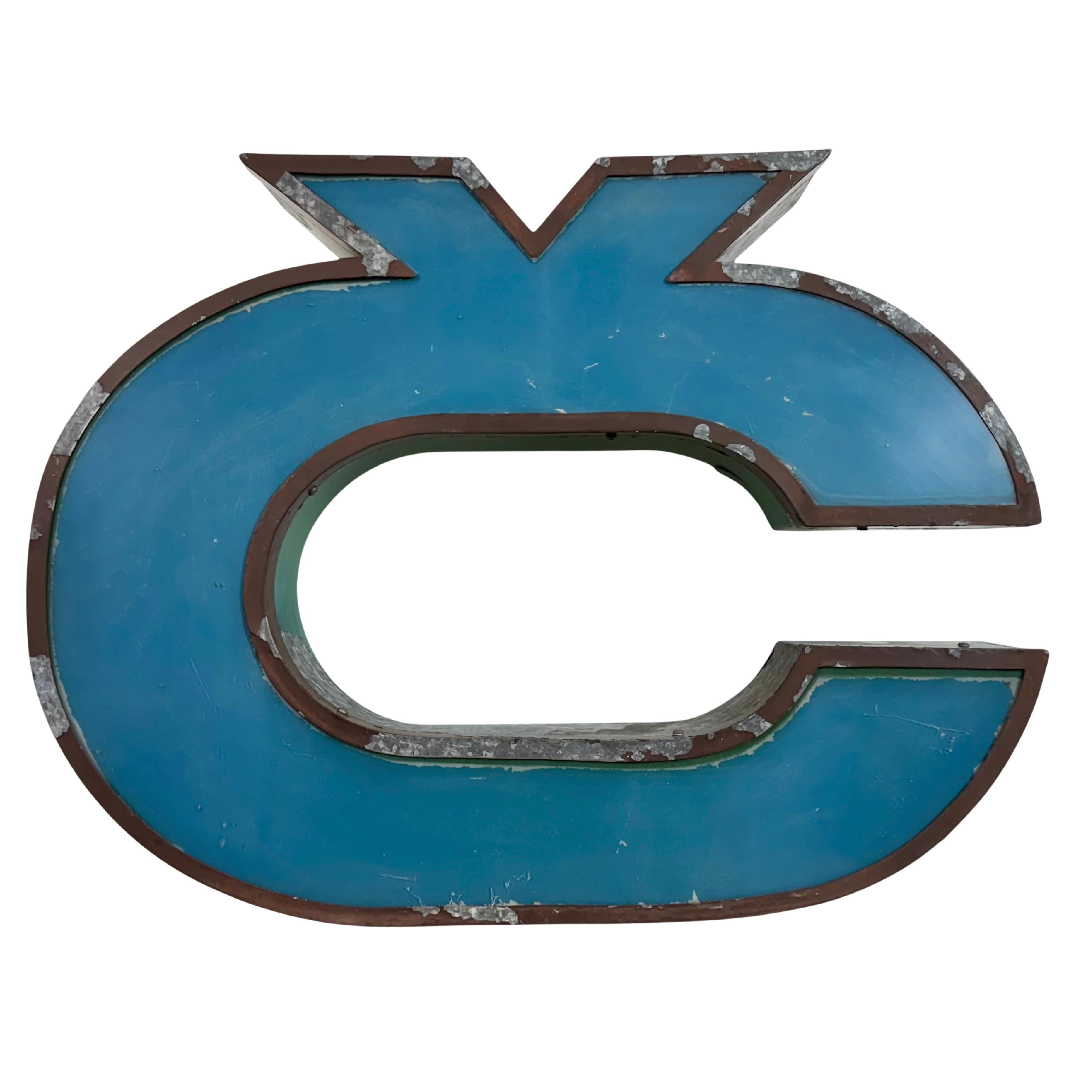 Grande lettre publicitaire bleue Vintage Č , 1960s en vente