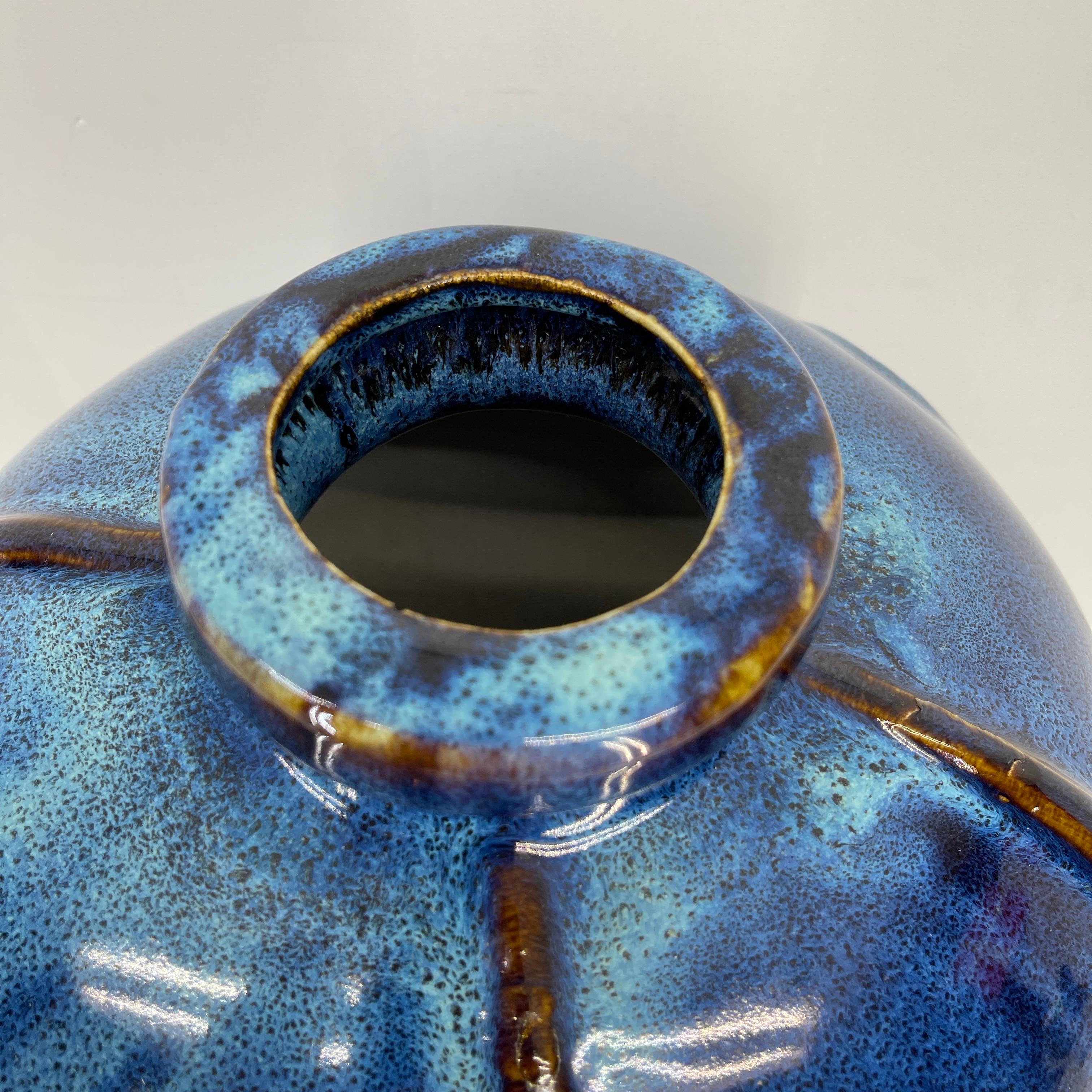 vintage blue pottery vase