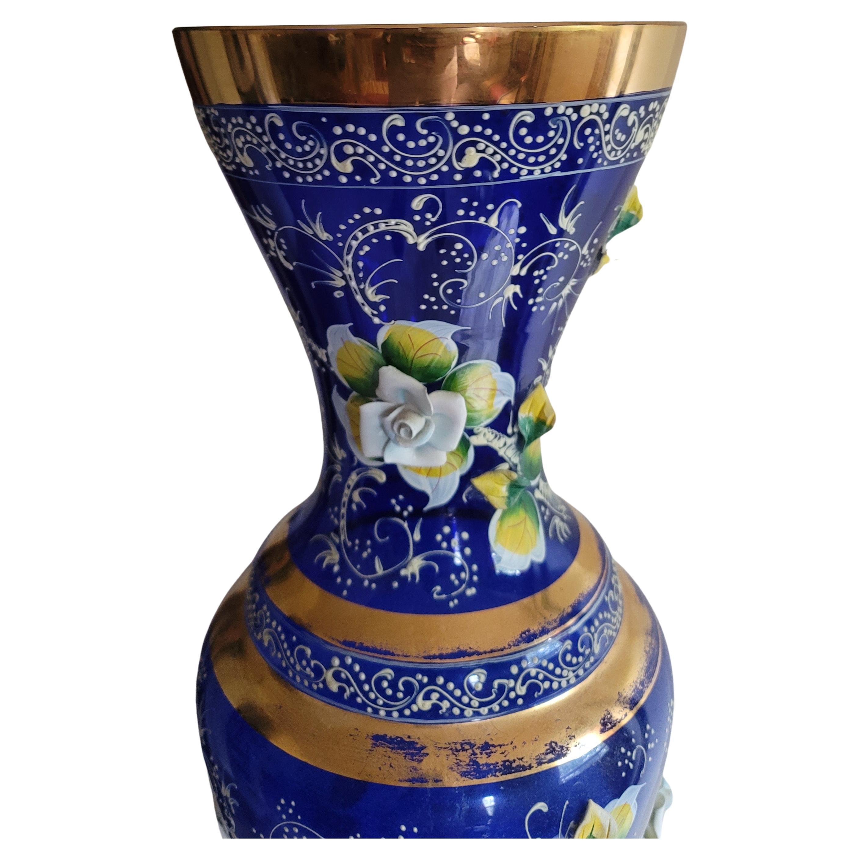 bohemian cobalt blue vase