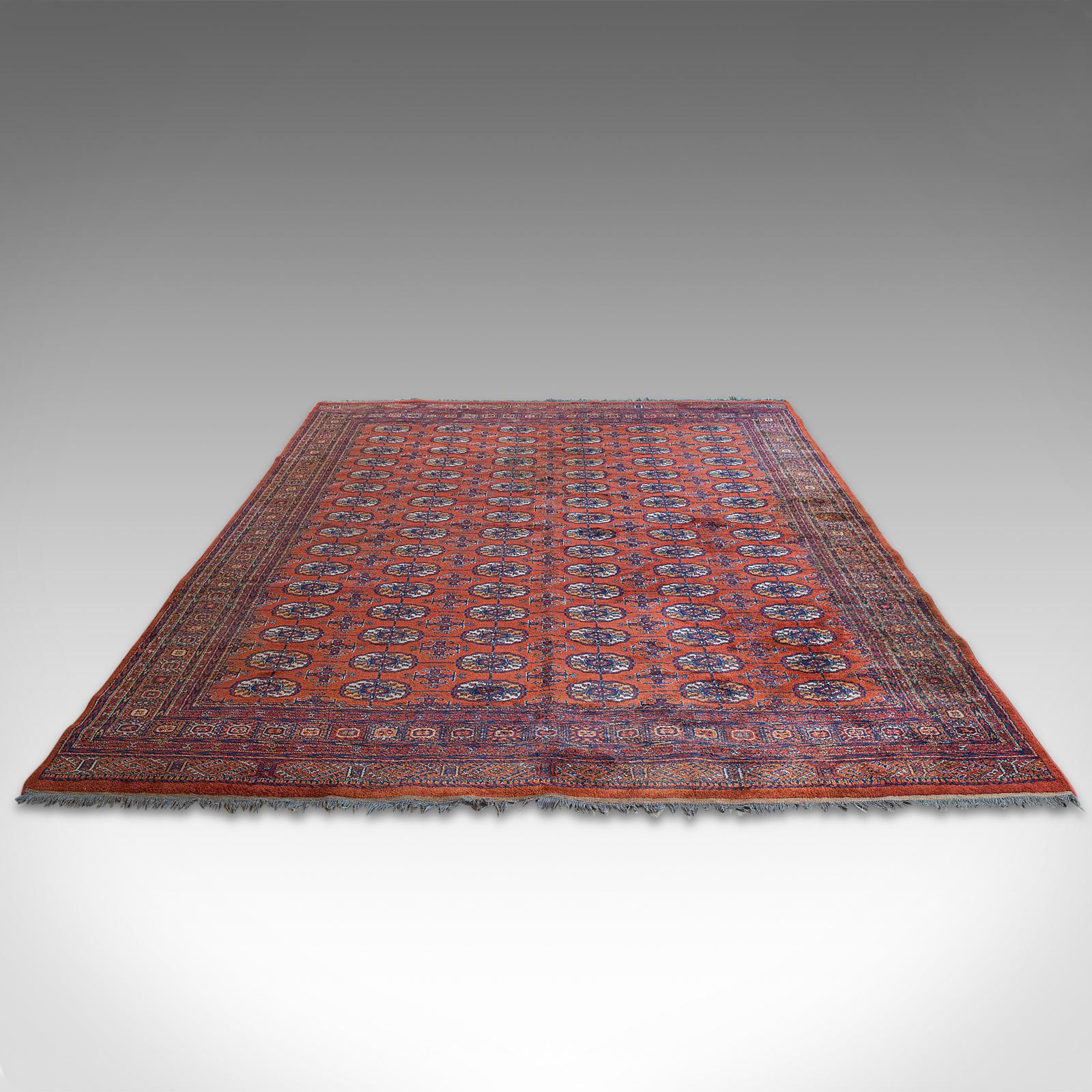 Wool Large Vintage Bokhara Carpet, Middle Eastern, Hall, Living Room, Rug, circa 1970