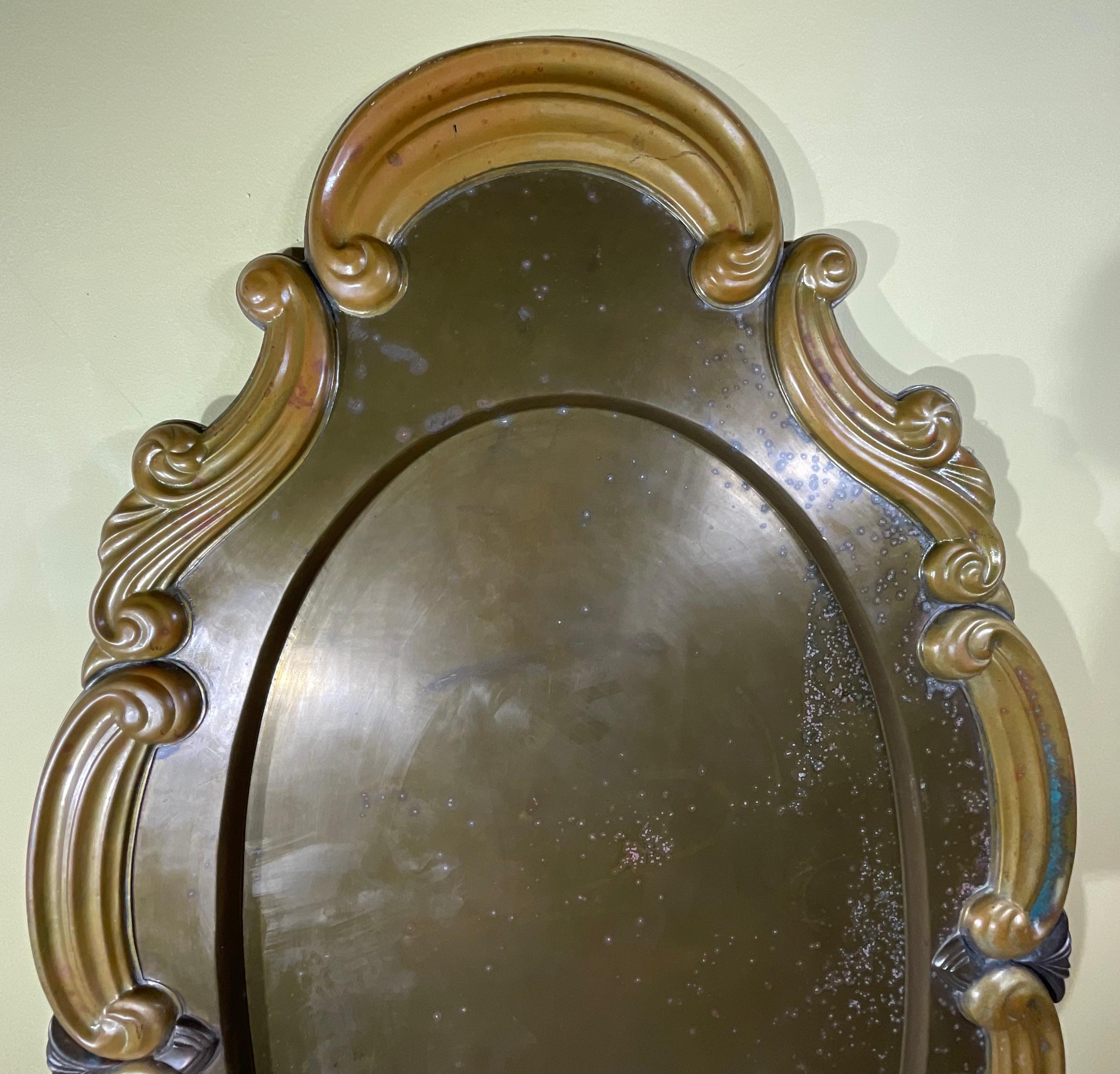Unknown Large vintage Brass And Copper Oval Decorative  Tray 51”.25 x 31” For Sale