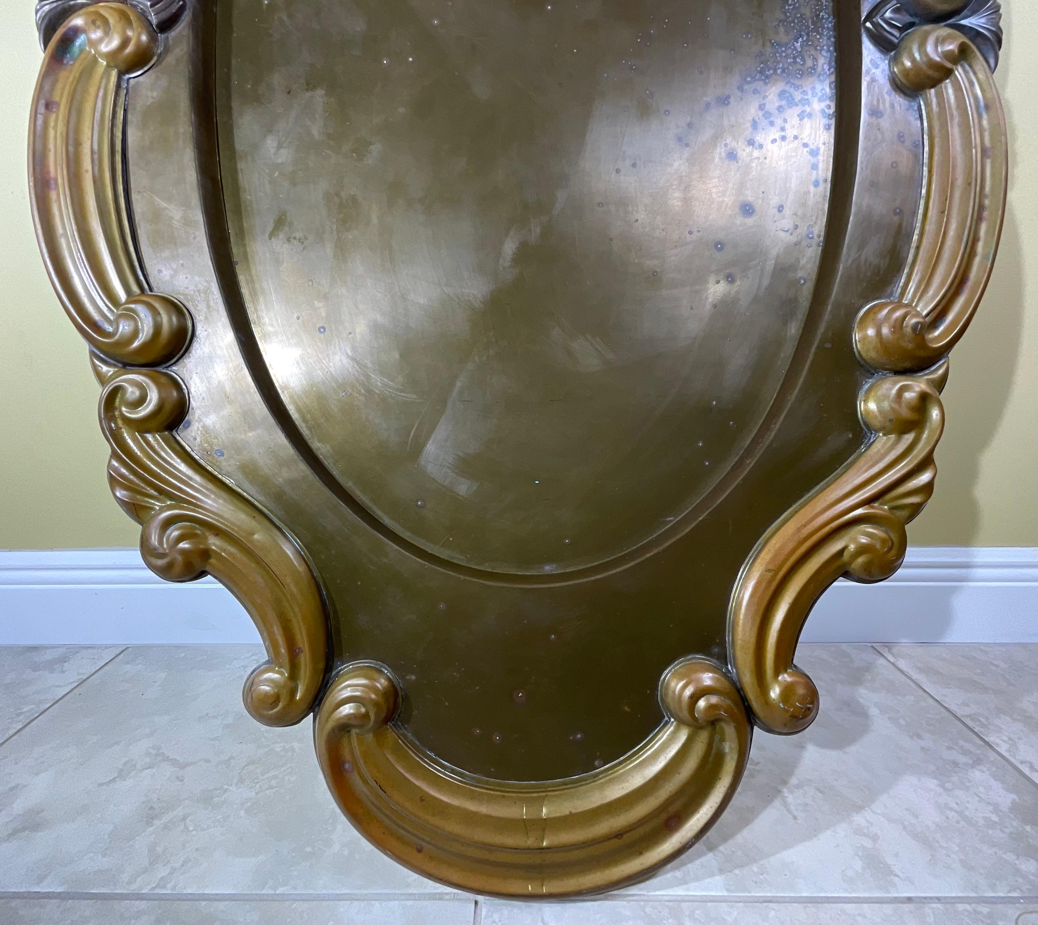 Large vintage Brass And Copper Oval Decorative  Tray 51”.25 x 31” For Sale 1