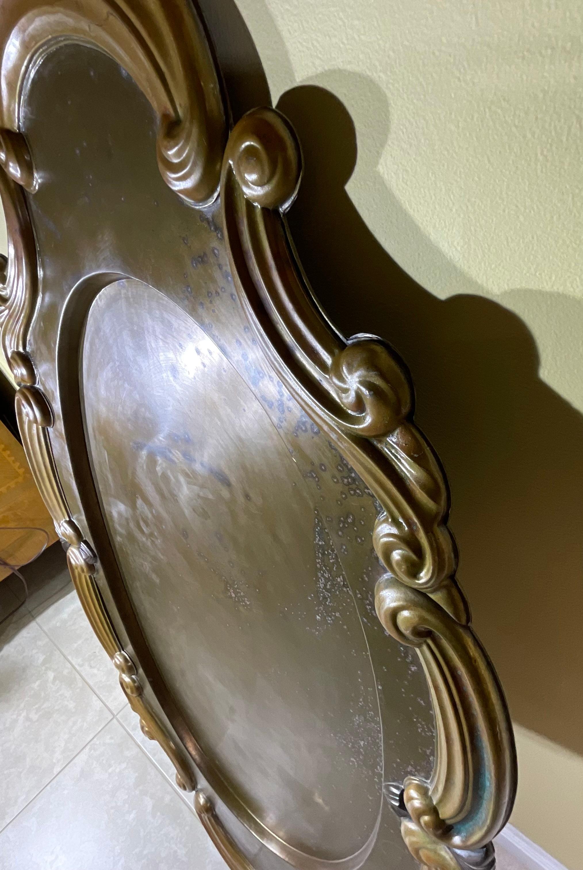 Large vintage Brass And Copper Oval Decorative  Tray 51”.25 x 31” For Sale 2