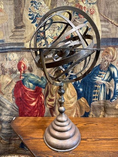 Grande sfera armillare vintage in ottone, design australiano, alta 112 cm
