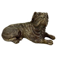 Large Vintage Brass Bulldog Door Stopper