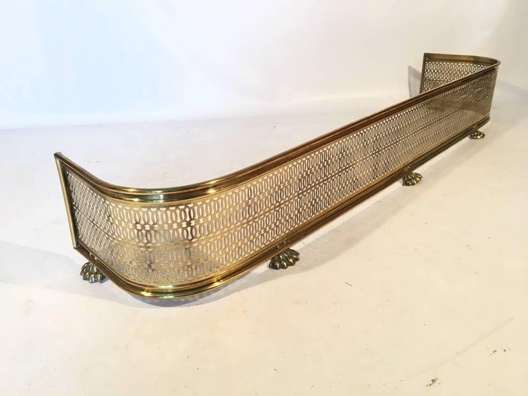 Large Vintage Brass Claw Foot Fireplace Fender at 1stDibs