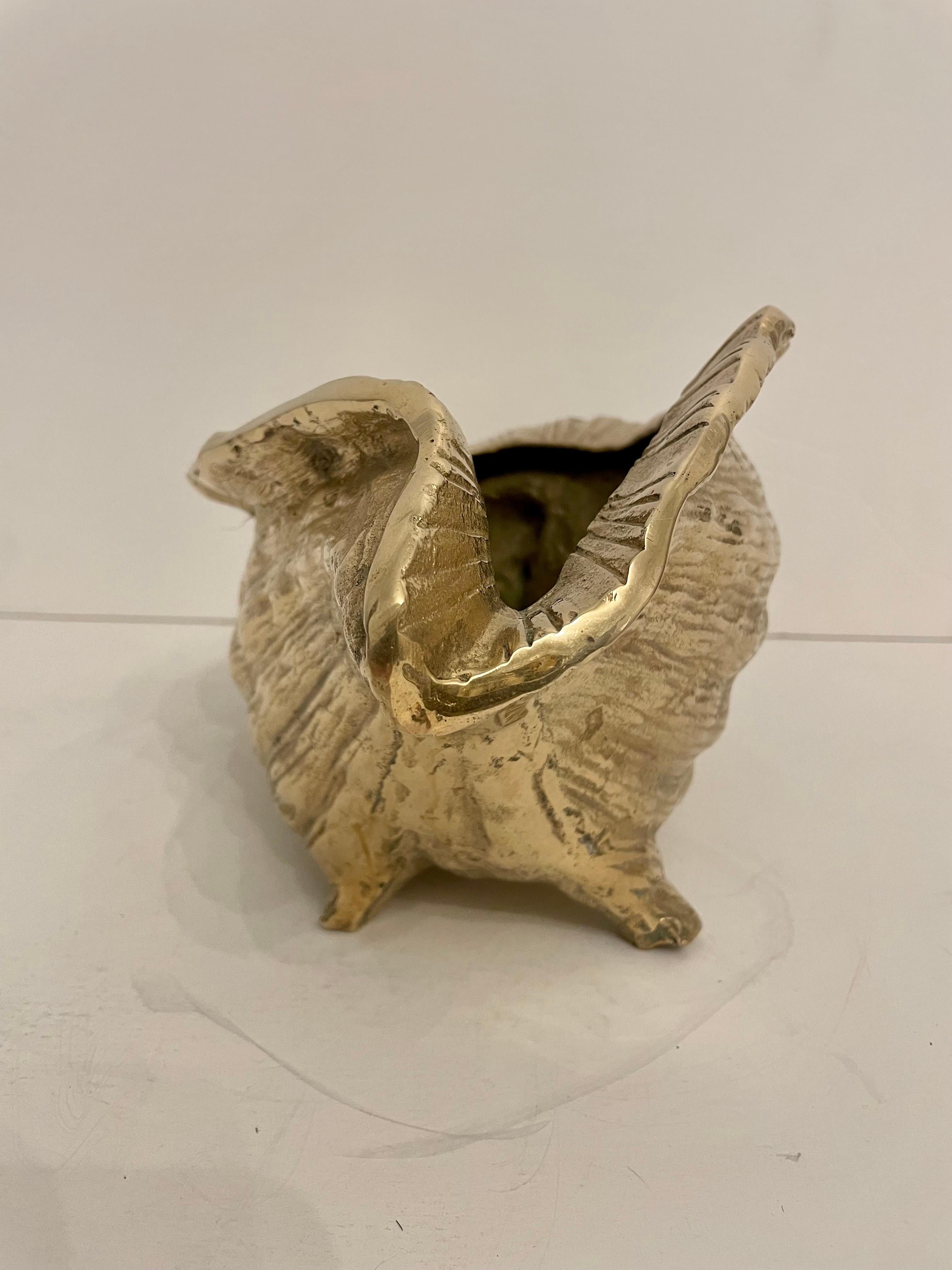 Large Vintage Brass Conch Seashell Planter For Sale 1