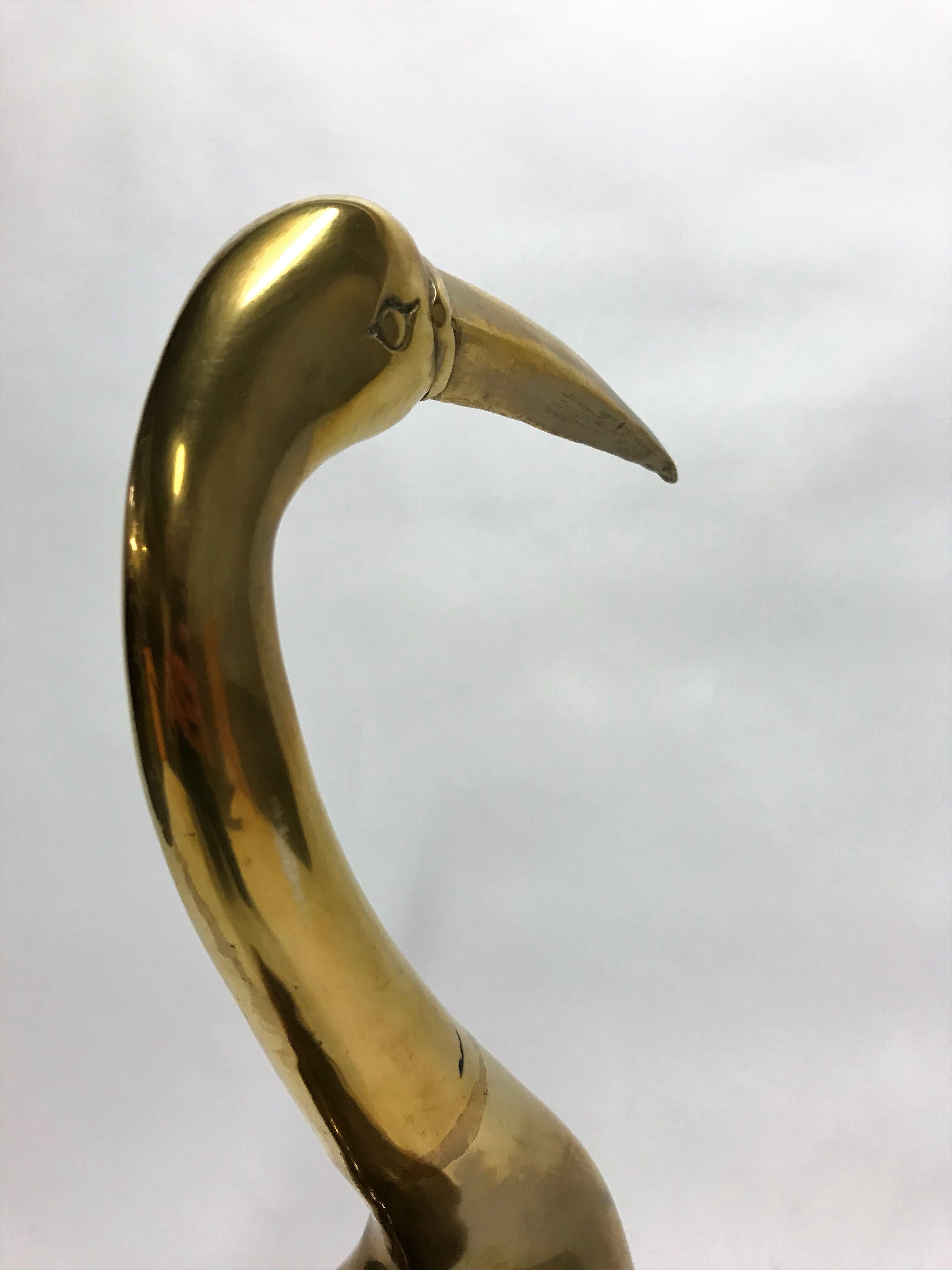 Large Vintage Brass Crane Bird, 1970s 3