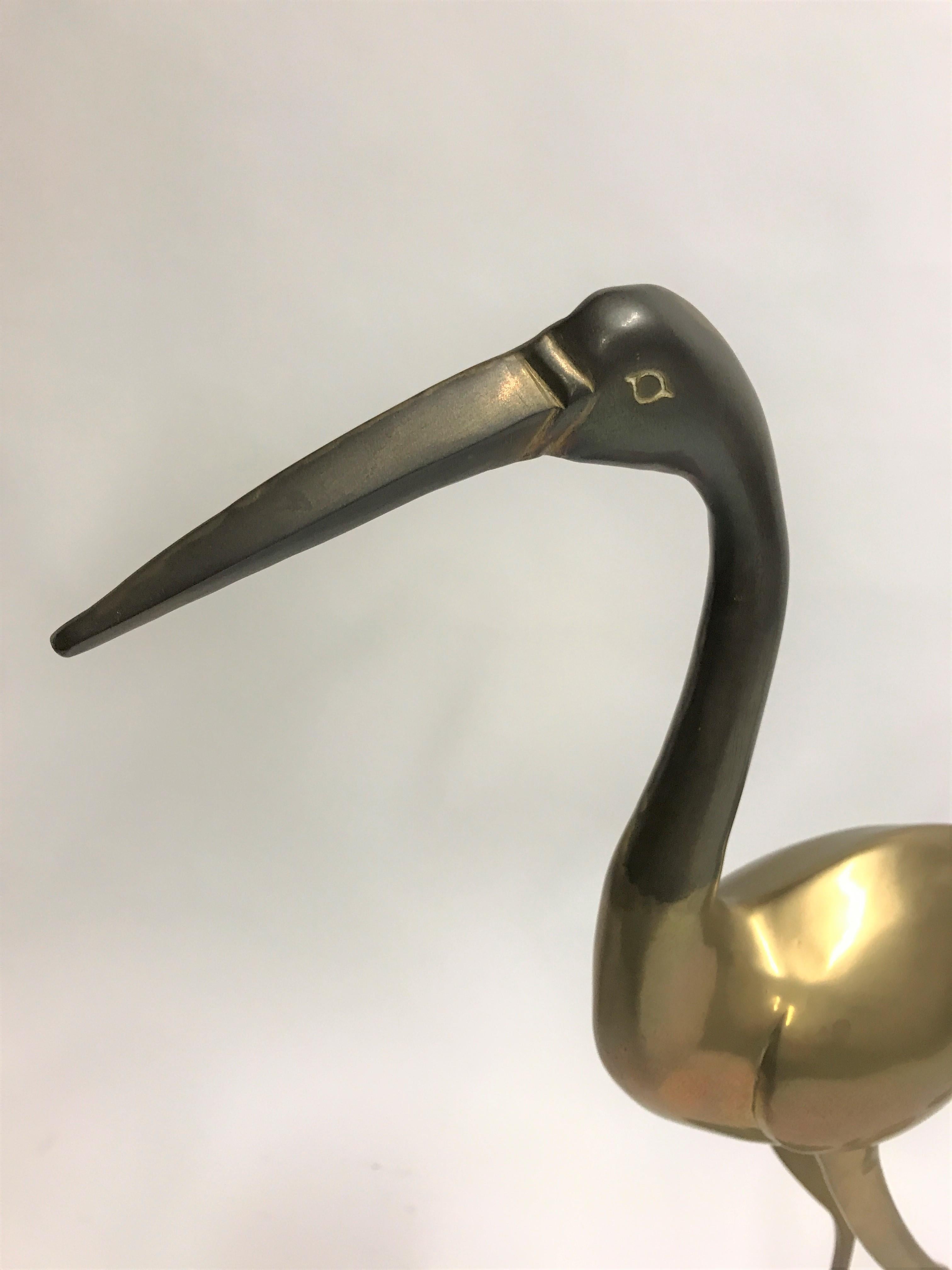 Large Vintage Brass Crane Birds, 1970s In Excellent Condition For Sale In HEVERLEE, BE