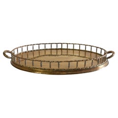 Large Vintage Brass Faux Bamboo Bar Serving Tray