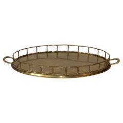Large Vintage Brass Faux Bamboo Serving Tray