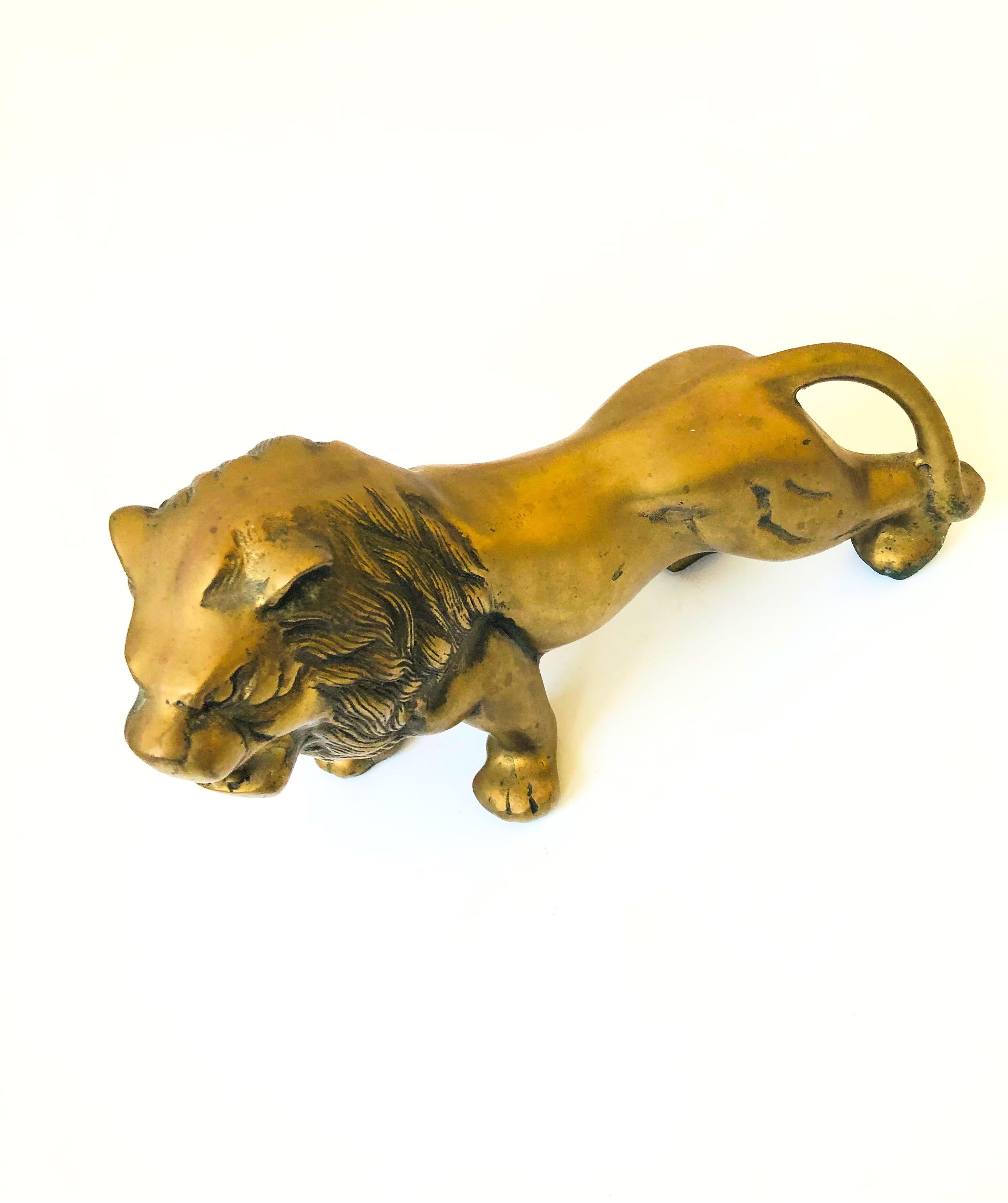 Large Vintage Brass Lion at 1stDibs | large brass lion statue