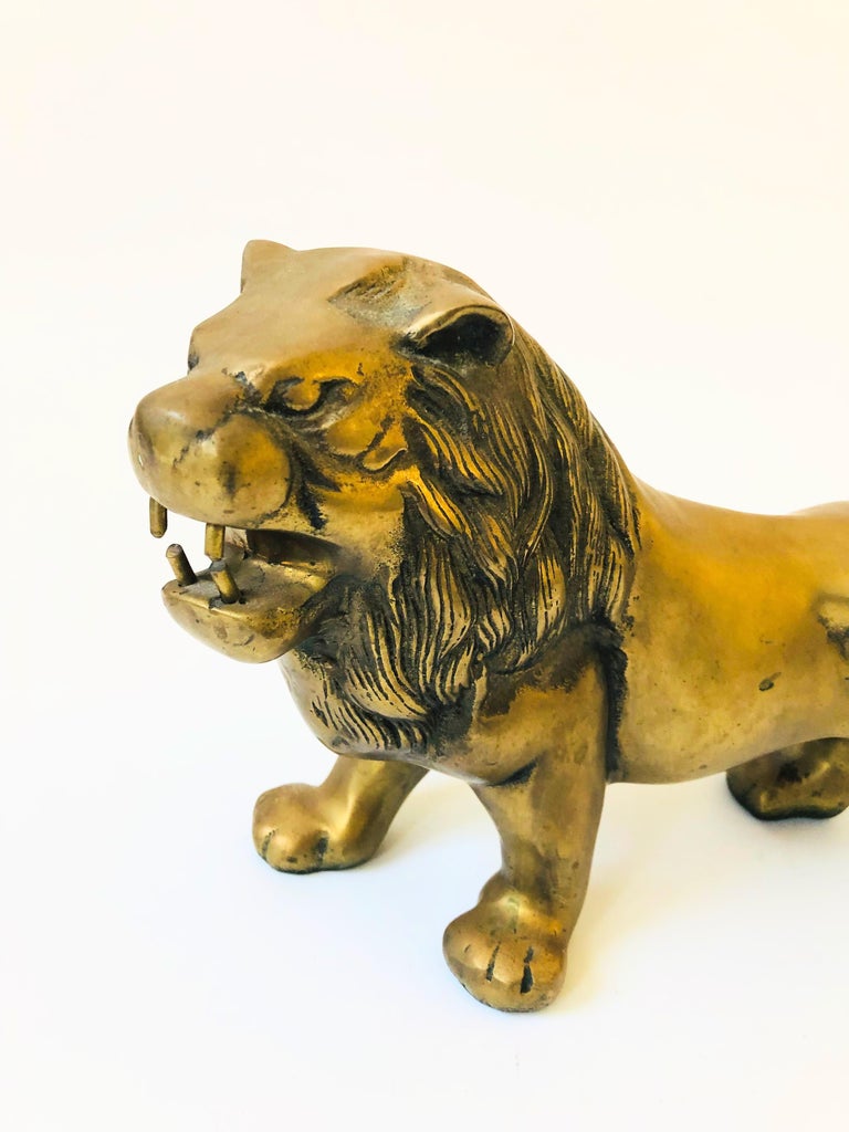 Large Vintage Brass Lion at 1stDibs large brass lion statue