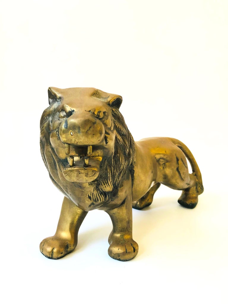 Large Vintage Brass Lion at 1stDibs large brass lion statue