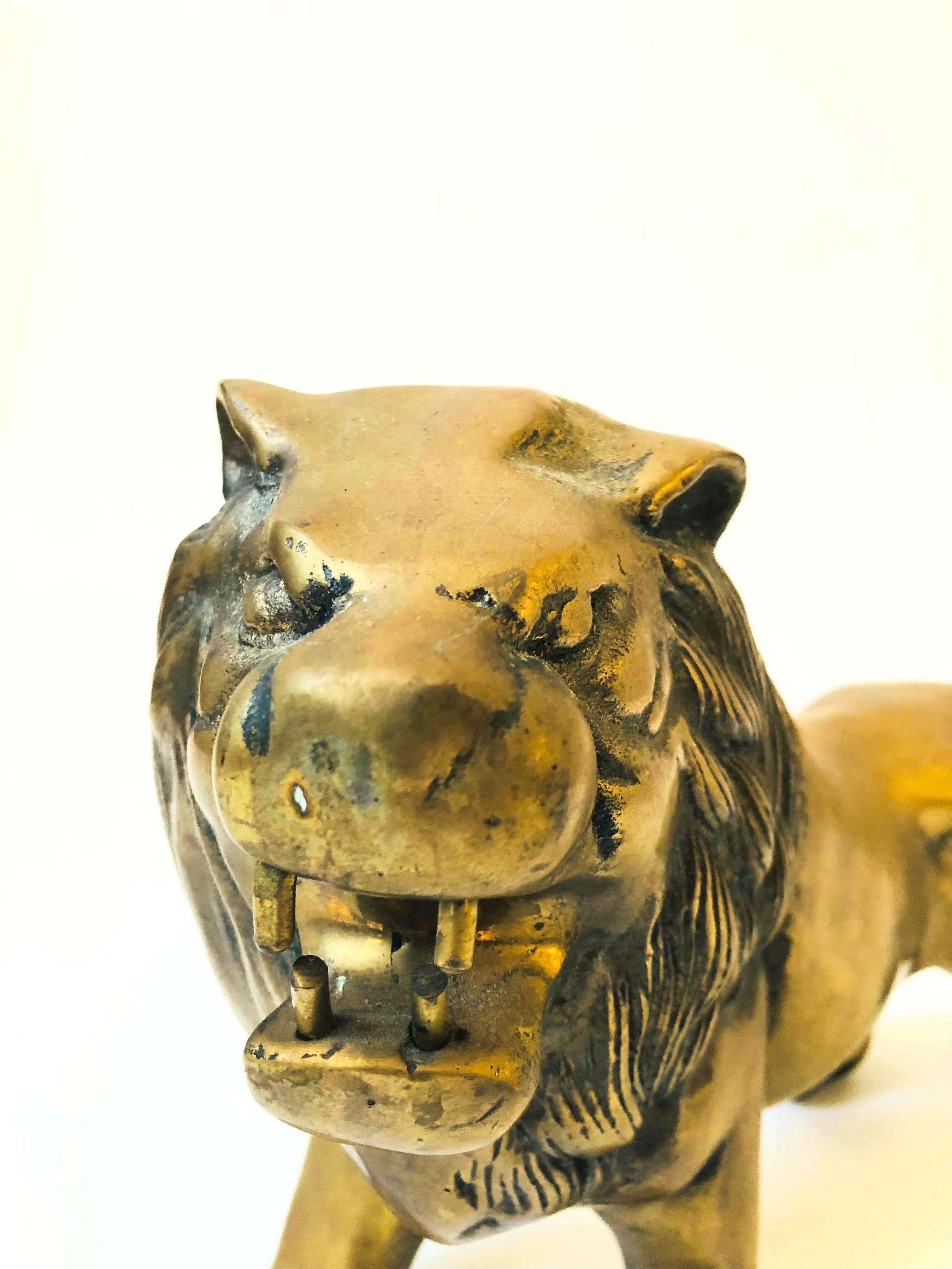 Large Vintage Brass Lion at 1stDibs | large brass lion statue