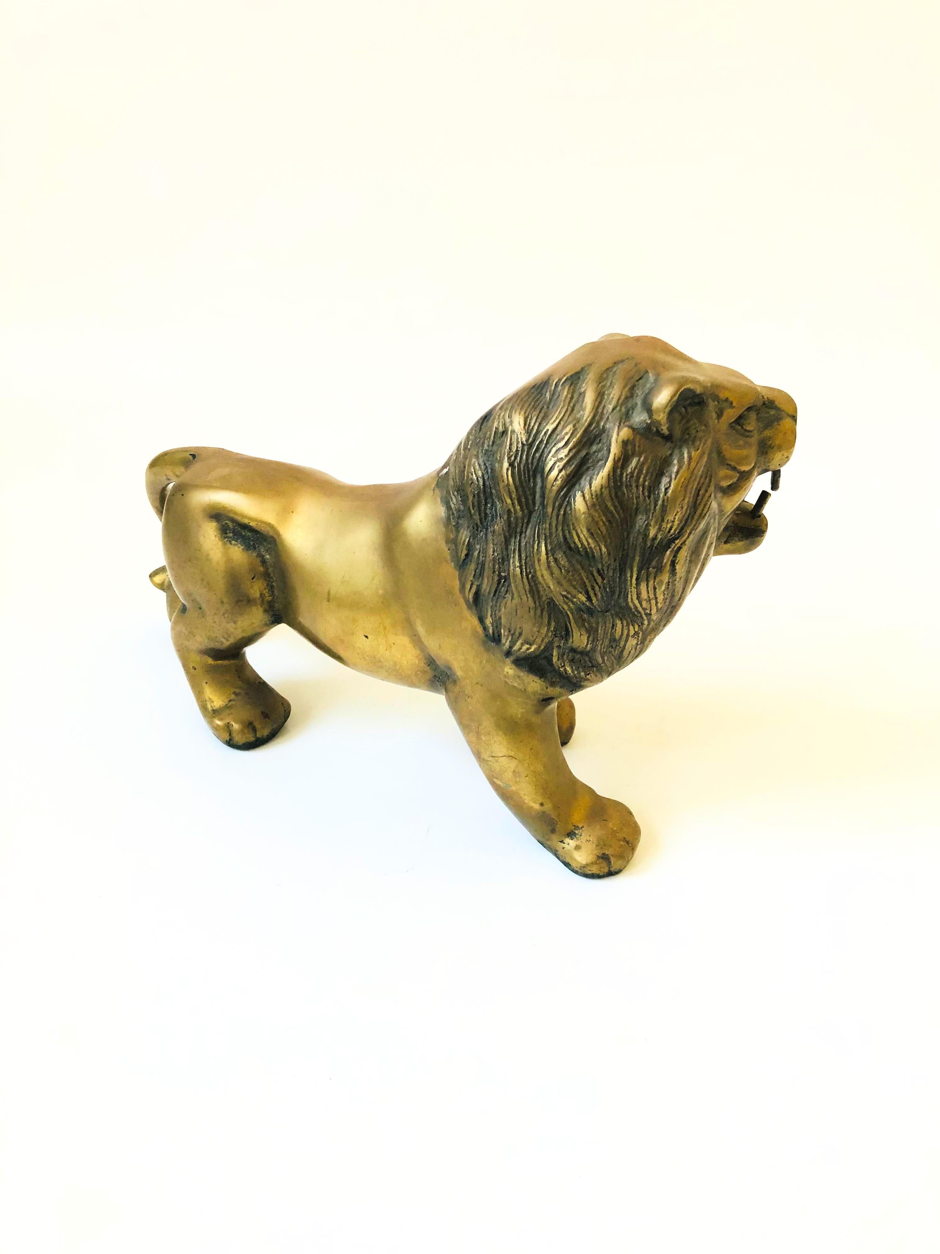 Large Vintage Brass Lion at 1stDibs | large brass lion statue