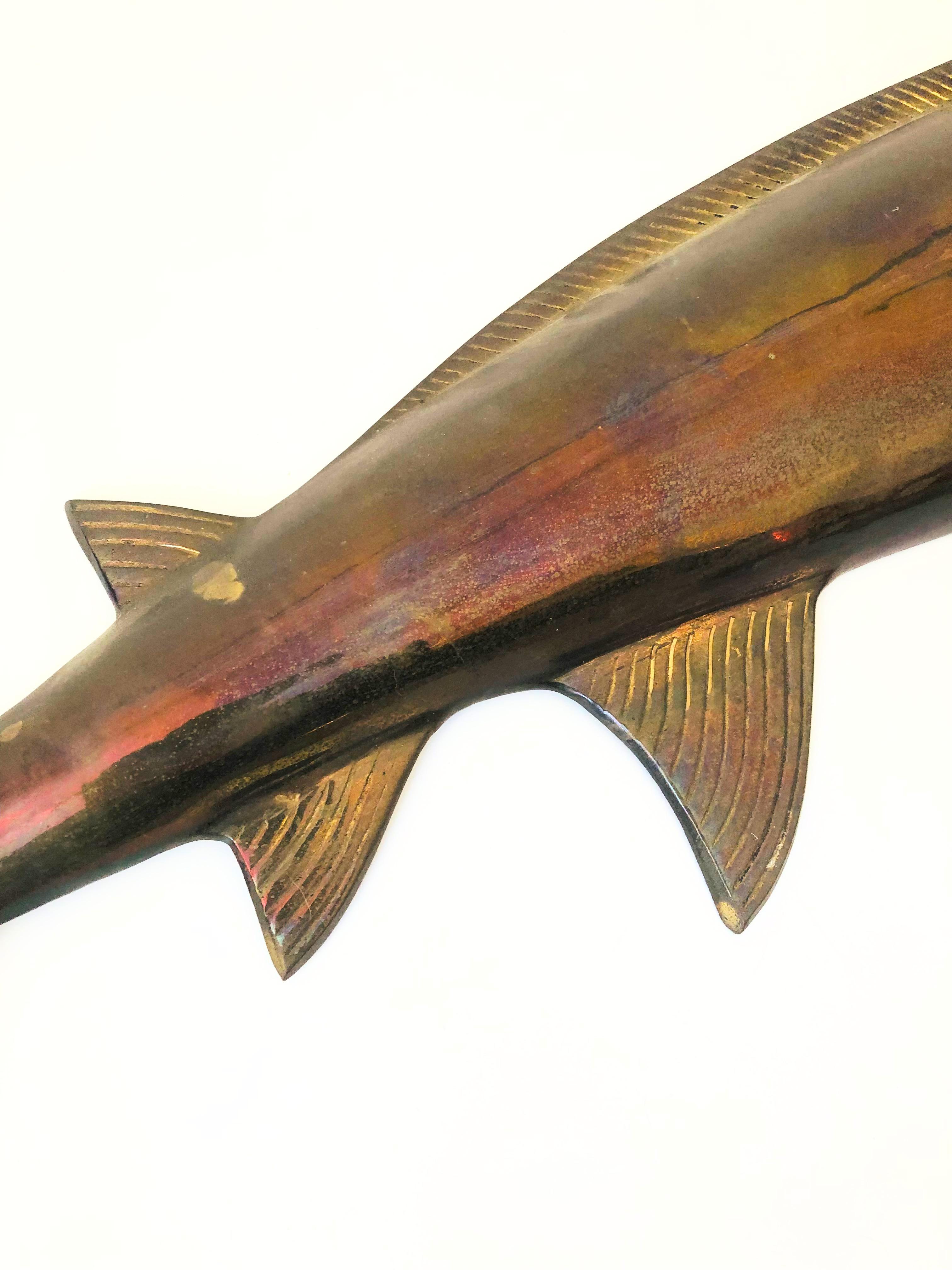 20th Century Large Vintage Brass Marlin Wall Hanging