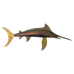 Large Vintage Brass Marlin Wall Hanging