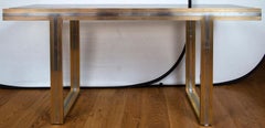 Grande table console vintage en laiton et nickel, signée Romeo Rega
