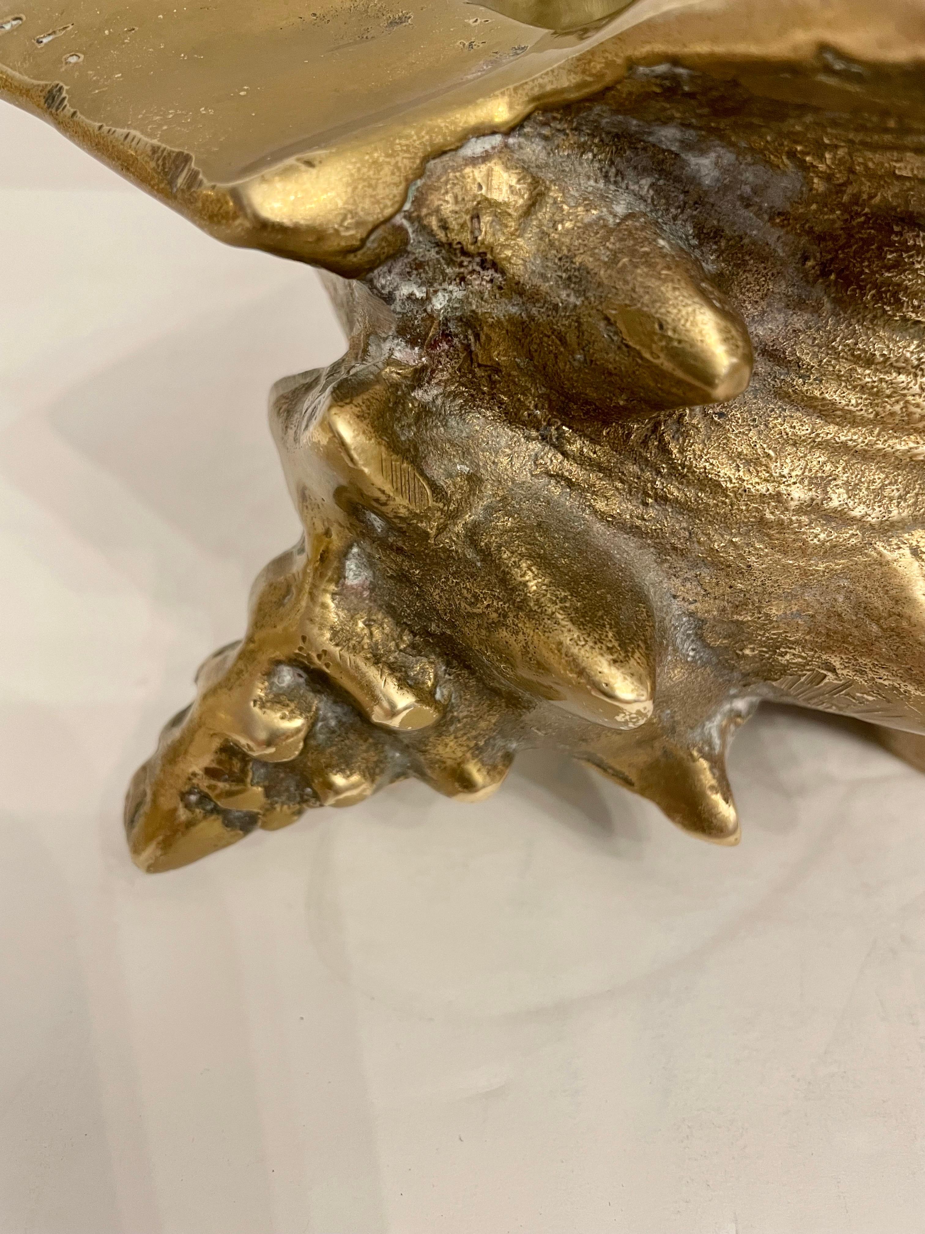 Large Vintage Brass Seashell Planter For Sale 5