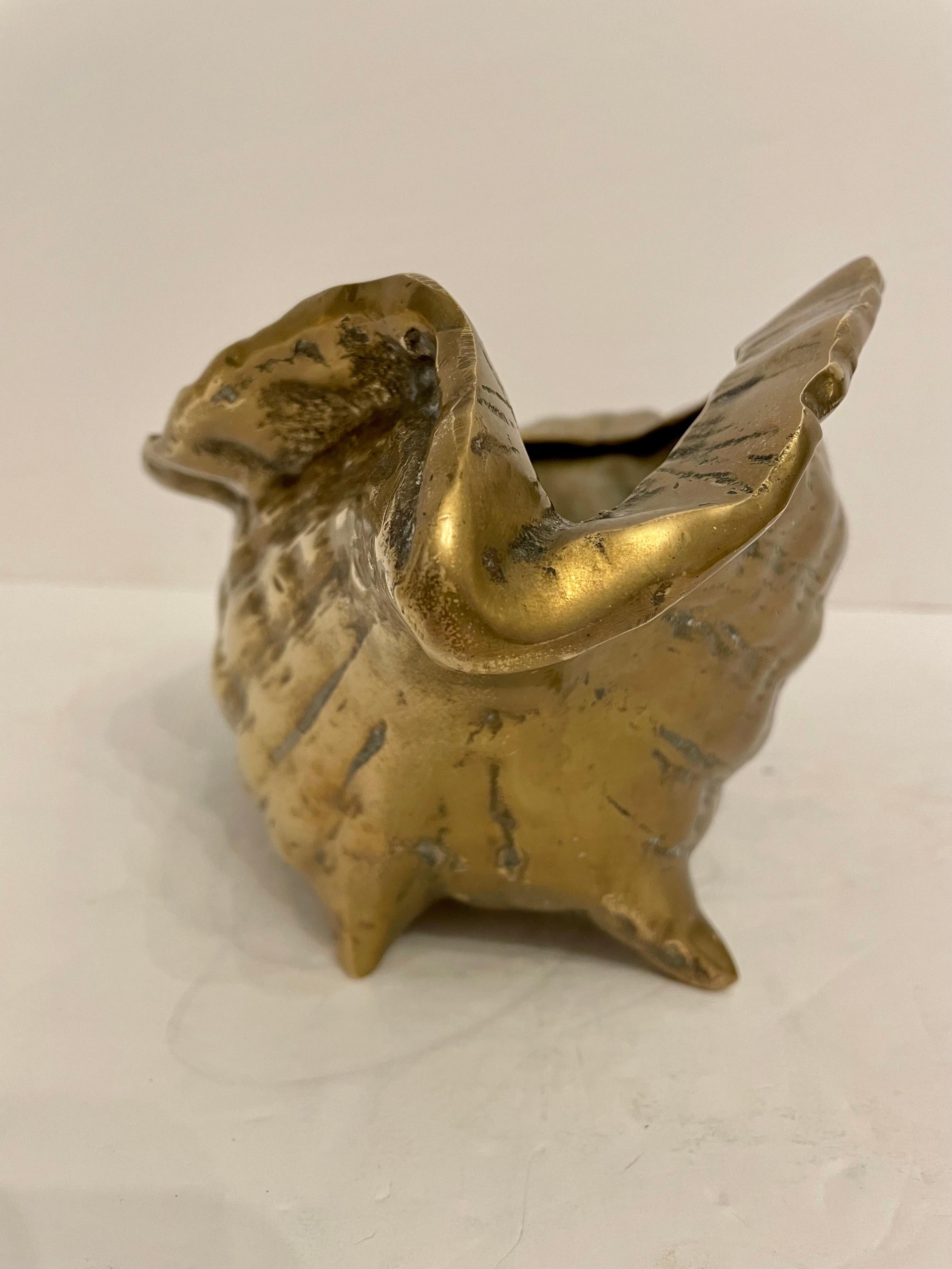 Large Vintage Brass Seashell Planter For Sale 2