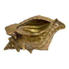 Grande jardinière vintage en laiton pour coquillages
