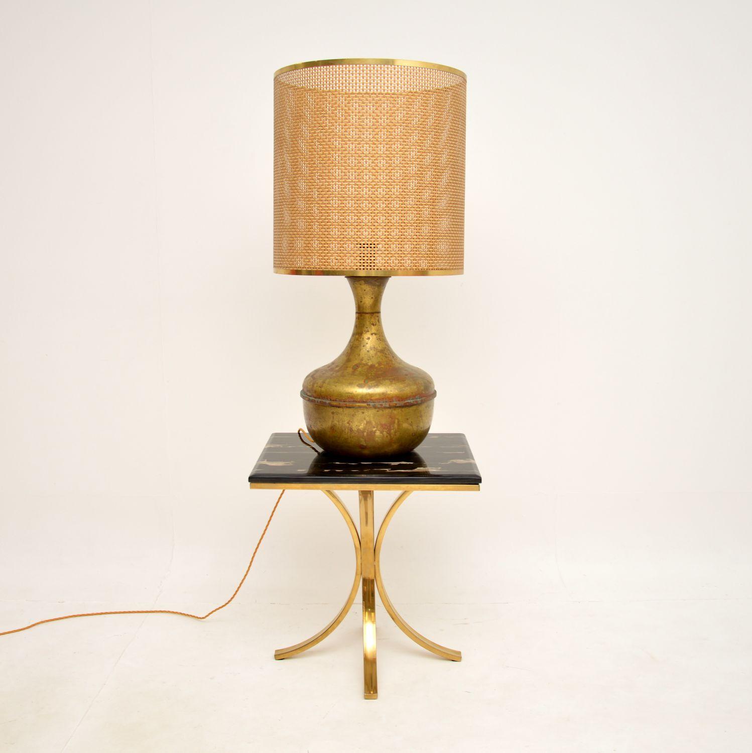 Mid-Century Modern Large Vintage Brass Table Lamp For Sale