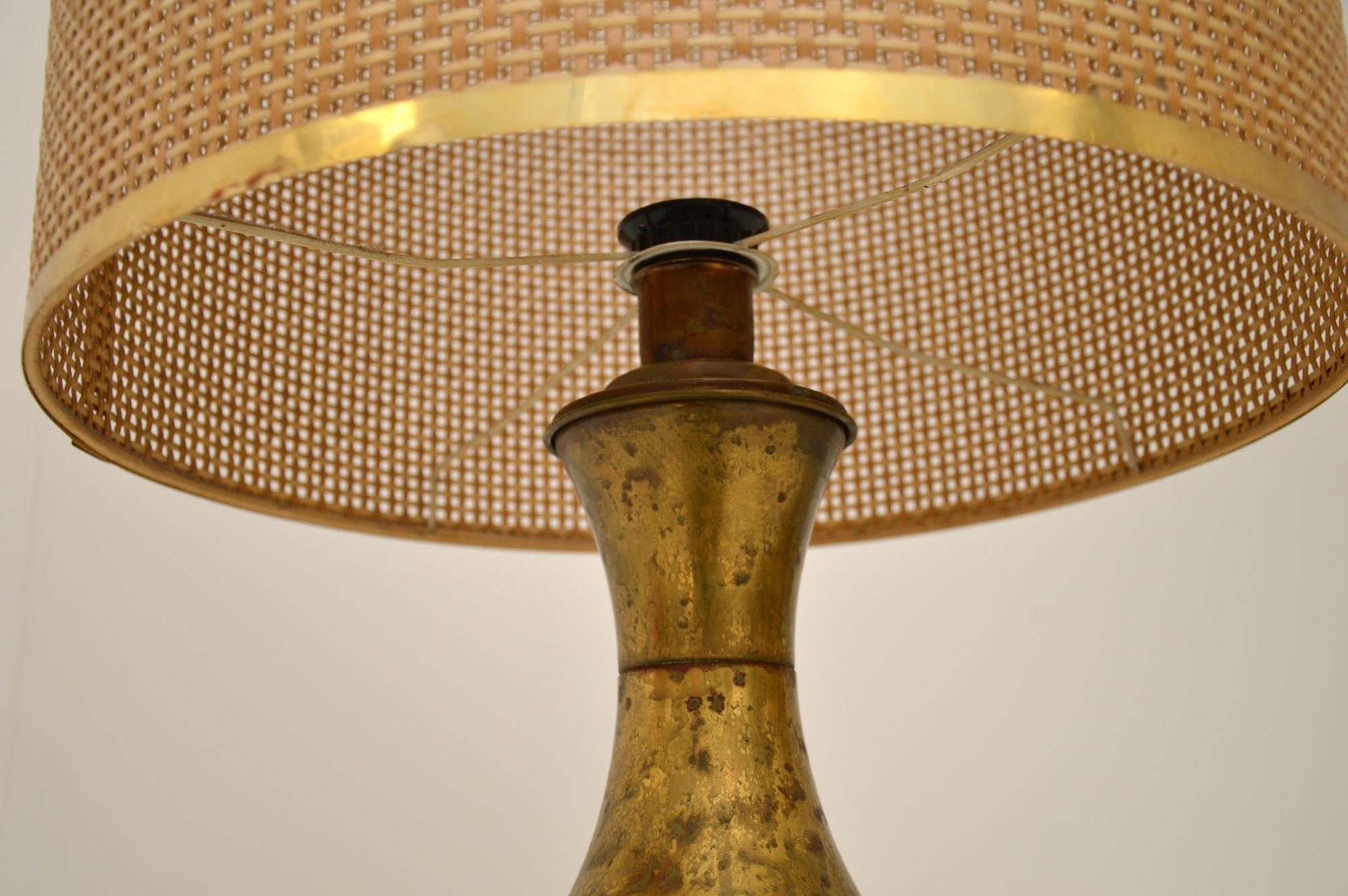 Mid-20th Century Large Vintage Brass Table Lamp For Sale