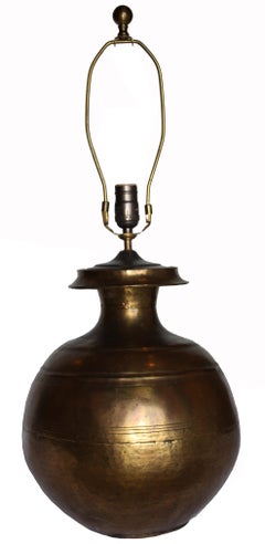Large Vintage Brass Urn Lamp