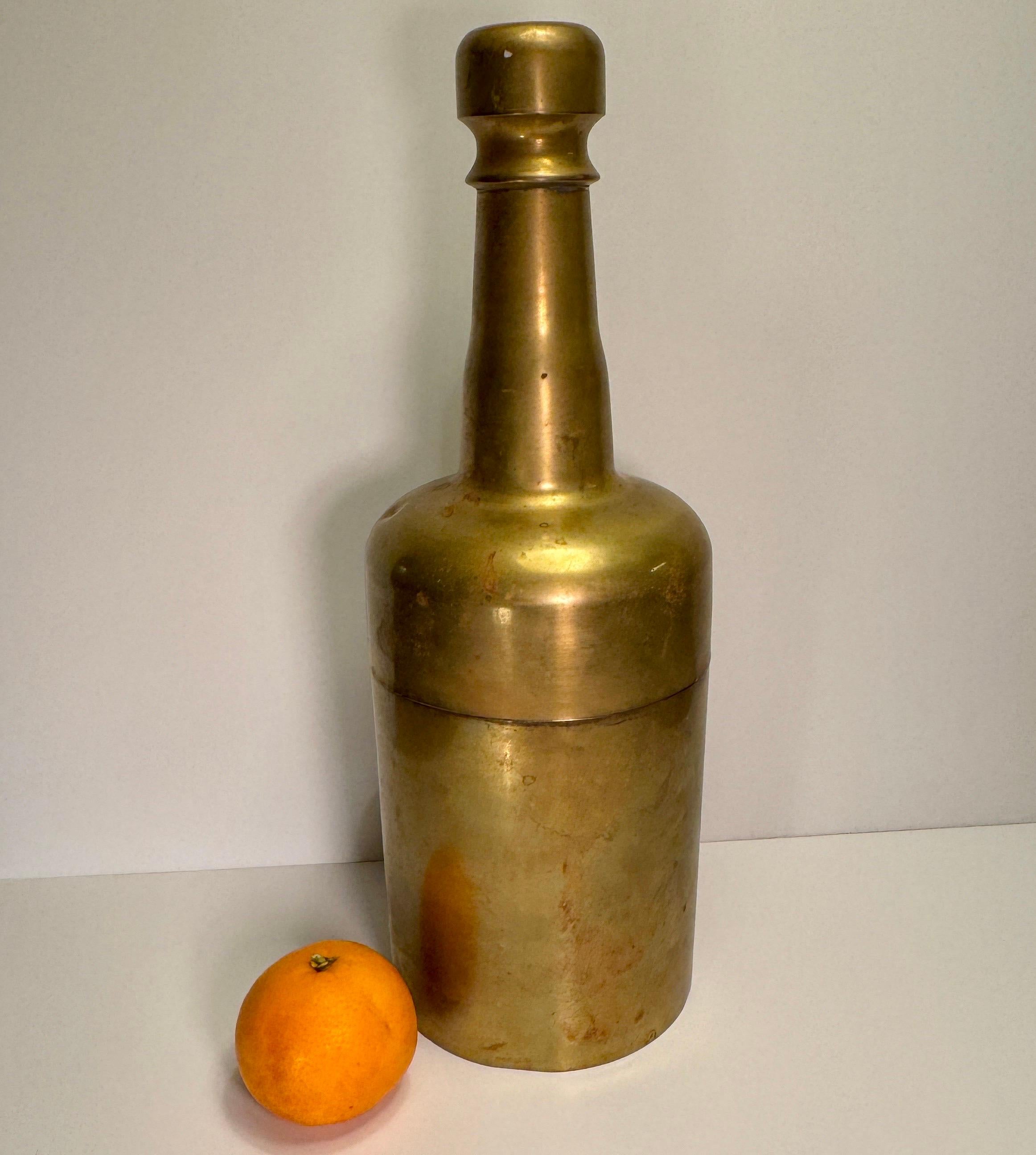 European Large Vintage Brass Wine Cooler 2 Piece, 1930's For Sale