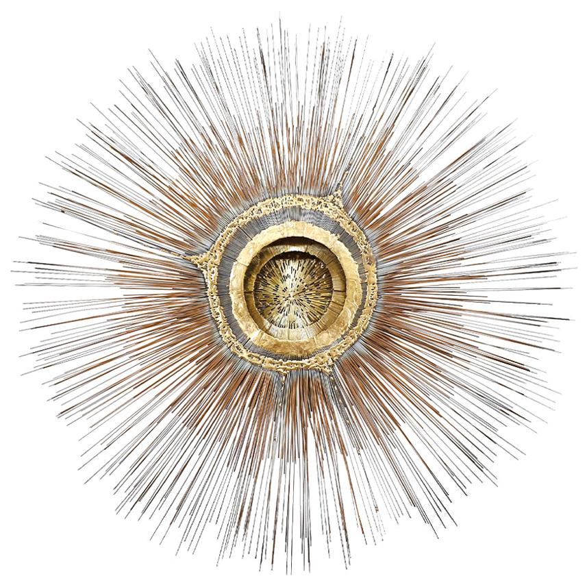 Large Vintage Bronze Sunburst Wall Sculpture by Artist Frederick Prescott